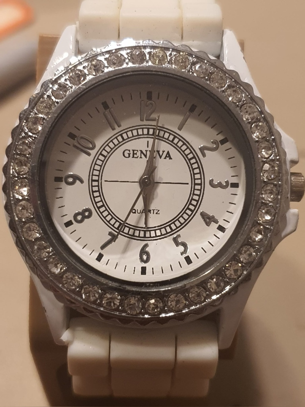 🦋10/$20🦋 Geneva Silver/White Rhinestone Silicone Women's Watch